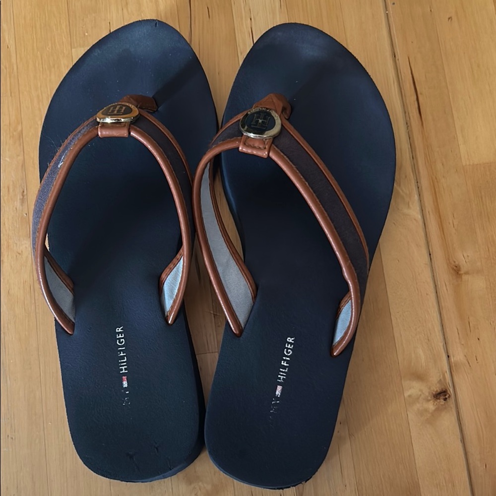 Tommy Hilfiger Blue and Brown Sandals